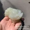 Pieza de Mango de Jade Afgano Natural Verde y Blanco Ojo de Gato Pixiu Dragón Tortuga Pieza de Mango Transmisión en Vivo Juguete Cultural Pieza de Agarre de Jade