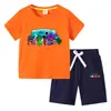 Camiseta infantil de verano 2023, nueva ropa infantil de comercio exterior, pantalones de manga corta de algodón coreano para niños, traje de dos piezas