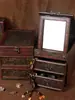 Caja de Joyería de Madera Estilo Antiguo, Tocador con Espejo, Caja de Almacenamiento de Joyería Estilo Chino Vintage, Accesorios de Boda, Regalo Retro