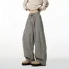Calça casual listrada estilo retrô americano de perna larga para mulheres e homens, novo estilo outono 2026, estilo relaxado, calça de perna reta fluida até o chão