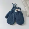 Manoplas de Color Sólido de Moda de Dibujos Animados para Niños y Niñas Estilo Coreano a Prueba de Frío, Cálidas y Antiperdidas Guantes de Lana Tejidos con Correa