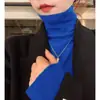 Suéter da Moda com Gola de Pelo Outono e Inverno 2025 Moda Feminina Slim Top com Gola Alta Camisa Básica Suéter da Moda
