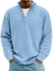 Nova Camisa Polo Moletom Casual Masculina Amazon Outono/Inverno 2026 com Gola Alta e Zíper em Veludo Cotelê Manga Longa
