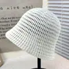 Sombrero de Pescador Tejido Hueco Delgado Estilo Japonés para Mujer, Primavera y Verano, Transpirable, Combinable, Sombrero Cubo, Casual, Protección Solar y Sombrilla, Sombrero Cubeta