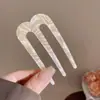 Grampo de cabelo vintage em forma de U com três dentes de ácido acético para cabelo feminino preso na parte de trás da cabeça placa de fixação para coque grampo de cabelo pente grampo de cabelo