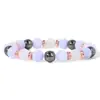 Elegante Pulsera de Perlas con Piedras Naturales Azul Negro y Blanco con Separadores de Oro Rosa Diseño Elegante y Único Ajuste Ajustable Duradera Perfecta para el Uso Diario o Ocasiones Especiales Joyería Unisex