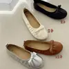 Sapatos Baixos de Laço Duoduo Doudou para Mulheres, Sapatos Planos Antiderrapantes de Solado Macio, Mocassins Plissados