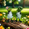 Estatua de pareja de ranas sentadas nueva de Amazon transfronteriza, diseño de jardín pastoral, artesanía de resina decoración del hogar