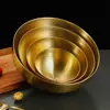 Bol para Ensalada Estilo Coreano, Bol Redondo Grande de Acero Inoxidable, Bol para Fideos Fríos, Bol de Cocina Multiusos, Bol Dorado para Arroz, Transfronterizo