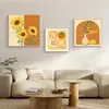 Pintura Decorativa Girassol Estilo Creme para Sala de Estar Pintura para Pendurar na Parede de Fundo de Sofá de Alto Padrão Pintura de Parede Minimalista Moderna para Restaurante