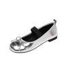 Gigantes Soft Sheepskin Ballet Flats 2024 Outono Novo Flat Round-toe Bow Couro Genuíno Fada Soft-soled Shoes