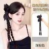 Pinza para el Cabello Trenzada con Moño de Mariposa Negra para Mujer, Trenza de Peluca Estilo Chino de Cabello Sintético Semi-Recogido