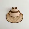 Sombrero de Protección Solar para Niños Qiunan Verano Nuevo Dibujos Animados Protección del Cuello Ala Ancha Sombrero Chal de Playa Sombrero de Bebé Sombrero para el Sol