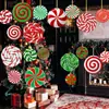 Bolas Redondas de Natal Decorações Penduradas Dupla Face Placas Redondas de Natal para Exterior Decorações de Placas Festivas Penduradas