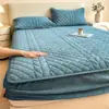 Novo Protetor de Colchão de Lã de Leite, Amigo da Pele, Espessado, Quente para o Inverno, Quarto de Dormitório Estudantil, Totalmente Envolvente, Lençol de Cama Antiderrapante Conjunto de Três Peças