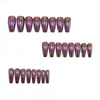 Unhas Postiças Longas Eletrodepositadas Ultravioleta, Adesivos de Manicure Brilhantes Estilo Europeu e Americano, Adesivos de Unha Usáveis Removíveis Caixa com 24 Peças