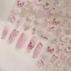 Nuevas pegatinas para uñas de ballet con lazo rosa, lindas y favorecedoras, diseño de cuadrícula juvenil, usables para scrapbooking DIY