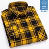 Nova Camisa de Algodão Puro Flanelado Xadrez de Manga Longa para Homens 2026, Camisa Casual Respirável Estilo Coreano, em Estoque Roupas Masculinas Transfronteiriça