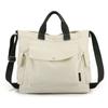 Bolsa de Ombro de Lona para Mulheres, Bolsa Simples de Grande Capacidade para Tutoria Estudantil, Bolsa Tote Casual de Cor Sólida Estilo Coreano para Deslocamento