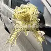 Nuevo 6.4cm gasa de nieve a través de flor grande dorada a mano flor flor empaque de regalo decoración de coche de boda flor 70#