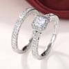 Huajie Fashion Novo Par de Anéis Brilhantes, Alianças de Casamento Luxuosas e Sofisticadas, Dois Conjuntos de Presentes de Noivado para Meninas