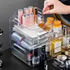 Caja de Almacenamiento Cosmético de Alta Transparencia, Lujo Ligero y Alto Valor Estético, Caja Organizadora de Escritorio para el Hogar del Baño con Cesta de Almacenamiento al por Mayor