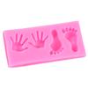Molde de silicona de azúcar de rana de manos pequeñas pies pequeños de 4 agujeros para decoración de pasteles, molde para hornear chocolate