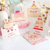 Amazon Feliz Cumpleaños Estéreo Pastel de Cumpleaños Tarjeta de Felicitación Creativa Floristería Bendición de Cumpleaños Mensaje Sencillo Tarjeta Pequeña