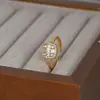 Anel Aberto de Zircônia Micro-Incustada Banhado a Ouro Real, Personalidade, Anel Geométrico Doce de Alta Qualidade, Anel da Moda para Dedo Indicador