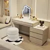 Mesa de Toucador de Madeira Maciça com Placa de Rocha Estilo Princesa Moderno Minimalista para Quarto Mesa de Maquiagem Francesa com Cômoda Penteadeira Integrada