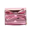 Bolsa de Ombro Fofa com Laço para Meninas Pequenas, Mini Bolsa Transversal Elegante de Couro Envernizado com Espelho, Nova Bolsa Infantil