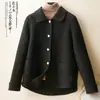 Nuevo Abrigo de Lana de Doble Vista para Mujer de Otoño e Invierno, Abrigo Corto de Lana para Mujeres Petite, Abrigo Versátil con Solapa de Color Sólido