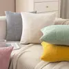 Funda de almohada estilo ins nórdico, pana rayada de color liso, funda de cojín de sofá de interior de moda, almohada de decoración para el hogar