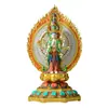 Obra de Arte de Pueblo de Xizang Pintada a Mano: "Estatua de Buda Guanyin de Mil Manos / Bodhisattva Avalokiteshvara de Mil Manos y Mil Ojos" Estatua de Cobre para Adoración