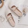 Chinelos de Dedo da Moda para Mulheres 2025 Novo Verão Roupa Exterior Mary Jane Bico Redondo Sandálias de Salto Baixo Tamanho Grande Sapatos Femininos