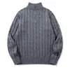Suéter pullover Rumeng estilo japonés retro de punto trenzado con cuello alto y media cremallera, unisex, corte holgado, adecuado para parejas, top de punto de otoño