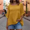 2026 Sitio Independiente de Amazon Transfronterizo Verano Nuevo Estilo Europeo y Americano para Mujer Cuello Redondo Manga Tres Cuartos Casual Holgado Top