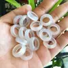Anillo de ágata natural para accesorios de mano de jade Hanfu DIY, anillo liso de calcedonia helada de alta calidad, disponible para venta al por mayor