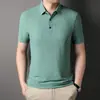 Camiseta de manga corta con solapa sin rastro para verano para hombre, polo de malla de seda helada, casual de negocios, fina, manga media, pelo de hombre