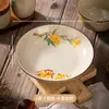 Tigela Cônica de Cerâmica Vintage Estilo Pintura a Tinta, Louça com Cor Sob Esmalte, Tigela Alta de Arroz Doméstica de Nicho de Alta Qualidade