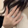 Anillo de Flor de Zircón Azul Estilo Frío de Lujo Ligero Verano Nuevo Exquisito Sensación de Alta Gama Fresco Combinable Anillo de Dedo para Mujer