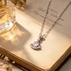 Estilo Coreano Nuevo Pequeño Brillante Pedrería Falda Pequeña Collar Incrustado Micro para Niñas Exquisito Luz de Lujo Elegante Dobladillo de Falda Forma de Abanico Cadena para Clavícula