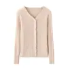 Cárdigan de Cachemir para Mujer Cuello Acanalado Manga Larga Suéter Tejido Holgado Prendas de Abrigo Adelgazante Casual Prendas de Abrigo de Lana Versátil