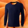 Novedad 2025 Ropa Interior Térmica para Hombre de Terciopelo Dorado Transfronteriza Camisetas de Manga Larga Engrosadas con Forro de Felpa Camisas Capa Base Otoño e Invierno