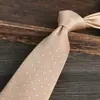Camisa Formal para Hombre con Corbata, Color Beige Claro Estilo Verano, Corbata Profesional de Negocios Rayada Jacquard Atada a Mano de 8cm
