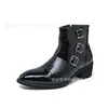 Zapatos de Cuero Puntiagudos con Cremallera Brillantes de Otoño Transfronterizos Estilo Británico Botines Cortos que Aumentan la Altura Talla Grande Zapatos de Cuero de Caña Alta Zapatos Casuales para Hombre