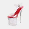 Zapatos de tacón de aguja de cristal nuevos para mujer de talla grande, modelo de pasarela, sandalias de fiesta, transfronterizos Amazon AliExpress, tacón ultra alto de 19 CM
