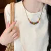 Colar pingente vintage de contas de madeira para mulheres, design único com estilo étnico, corrente longa versátil da moda para suéter