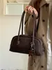 Bolsa de Bowling Retrô de Grande Capacidade Feminina 2026 Nova Moda Padrão de Diamante Bolsa de Mão Bolsa de Ombro Bolsa Boston de Alta Qualidade