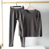 Roupa térmica masculina conjunto sem costura de Veludo fina jovem escovada inverno espessada